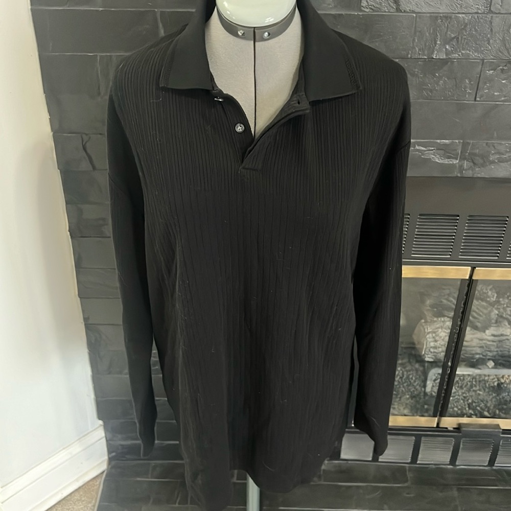 Claiborne long sleeve black polo
